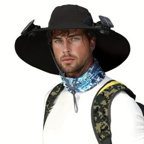 Pickup Only   Solar Cooling Hat With Built-in USB Fan - For Outdoor Camping, Beach, And Construction - Lightweight And Breathable Sun Protection (Option: Black 1ps)